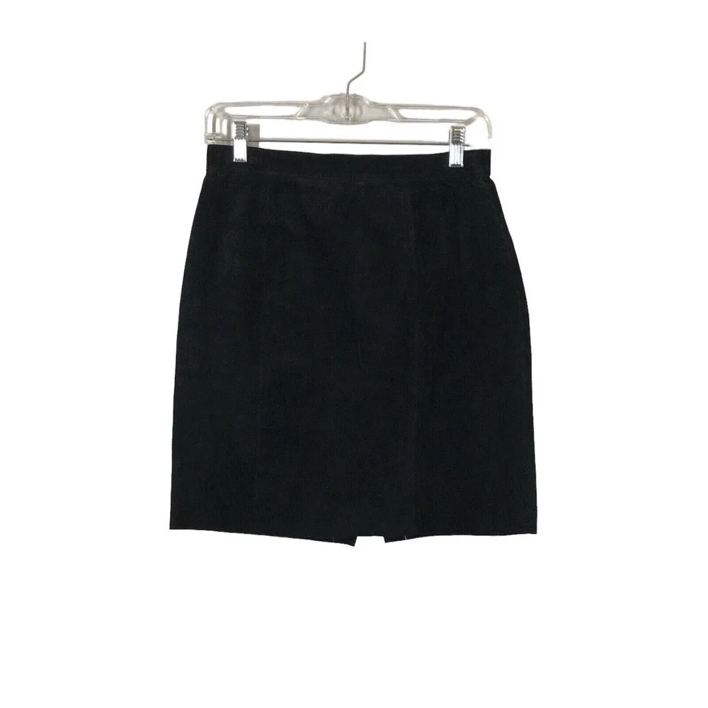 Anchor Blue Vintage Y2K Black Suede 100% Leather Dark Academia Skirt Size 11/12